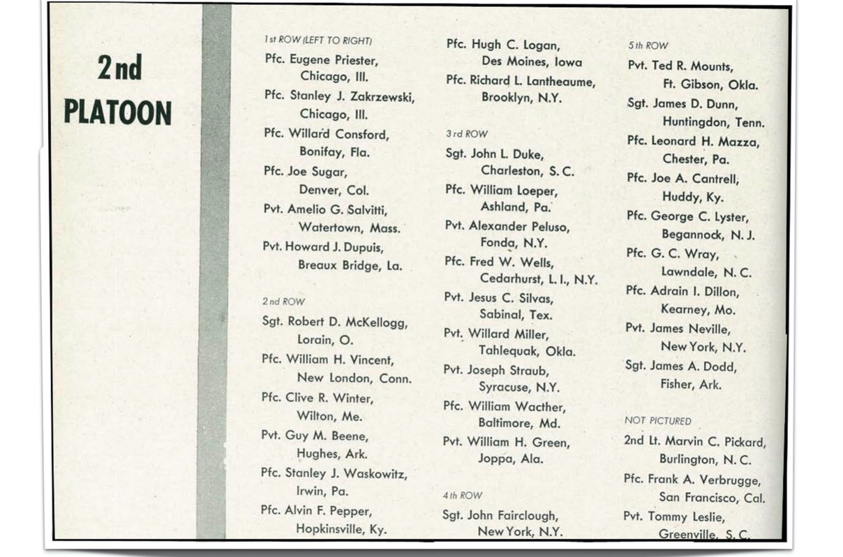 Framed 2nd Platoon Roster