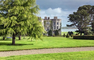 Glin Castle Exterior with Dramatic Grey Sky